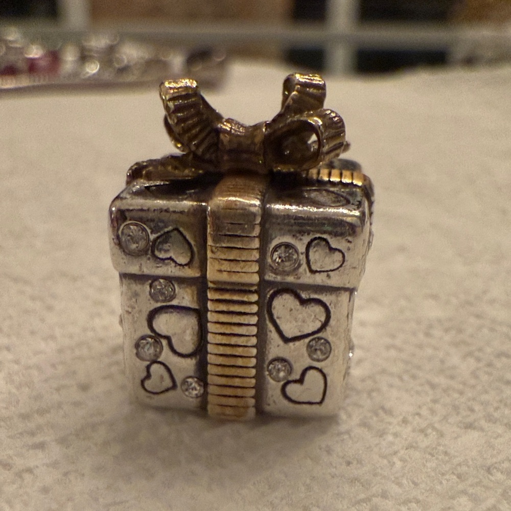 Brighton Gold and Silver Heart & Rhinestones Bracelet Charm